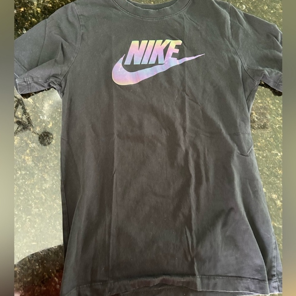 Nike Youth Large Dark GreyTee with Iridescent Logo